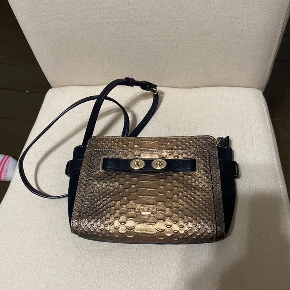 COACH vintage darling crossbody with sparkles leather womens purse bag gold blk - Picture 15 of 17